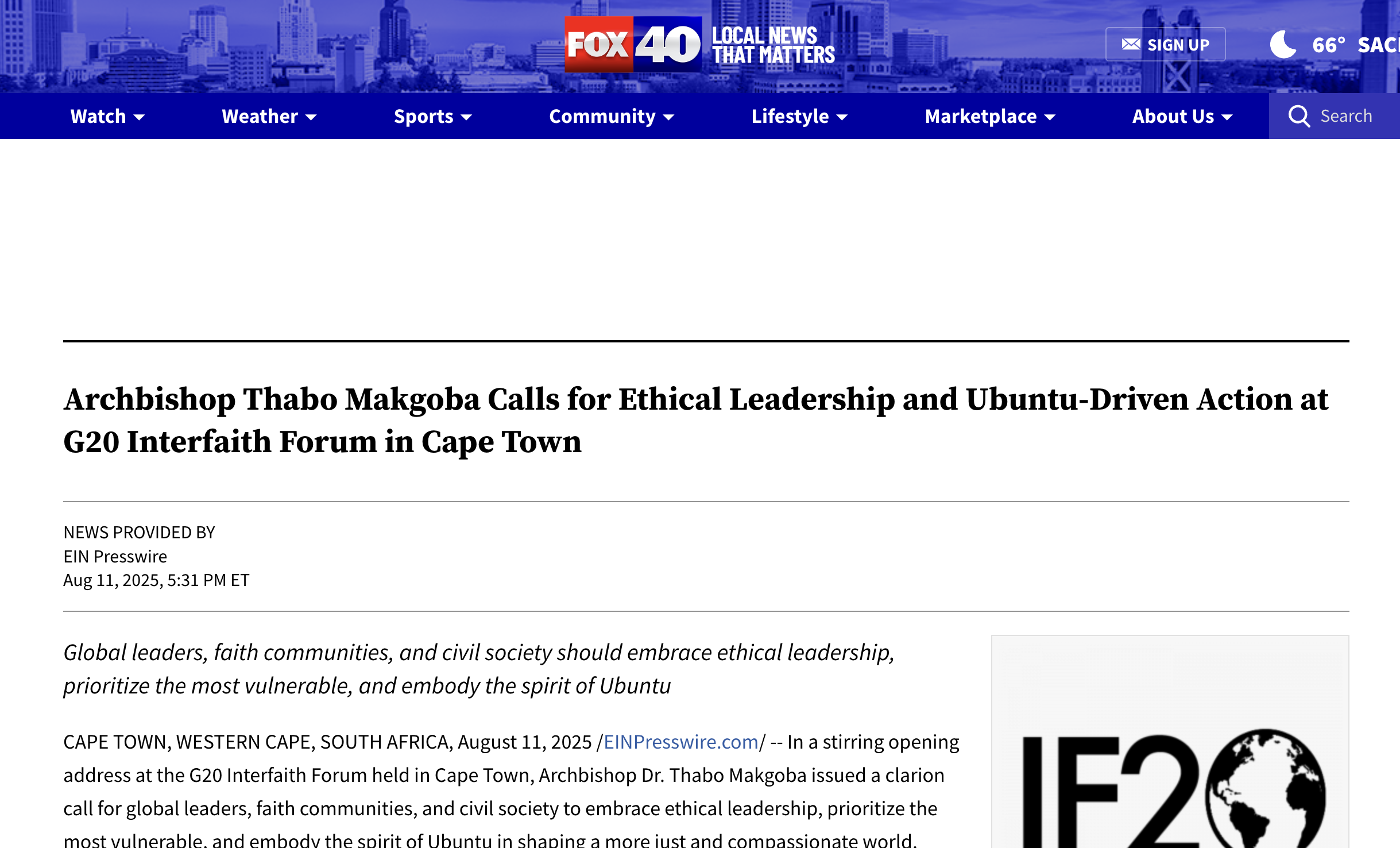 Archbishop Thabo Makgoba Calls for Ethical Leadership and Ubuntu-Driven Action at G20 Interfaith Forum in Cape Town