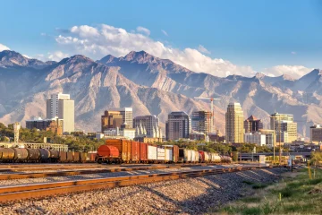 Downtown Salt Lake City skyline Utah in USA